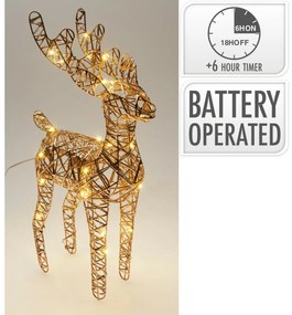 Vianočný svietiaci sob Champagne, 37 x 24 cm, 30 micro LED, na batérie, 24 cm