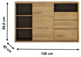 Komoda Sygrin Typ 43 (dub shetland). Vlastná spoľahlivá doprava až k Vám domov. 1034170