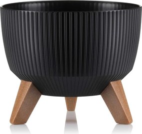 PLASTOVÝ KVETINÁČ ROSA LINEA ECO SADA 2KS 15X24,3 CM+18,3X29,2 CM ČIERNA