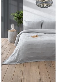 Sivá bavlnená súprava plédu a obliečok na vankúš 210x220 cm Sedef – Mijolnir