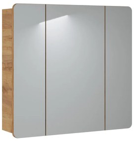 Závesná kúpeľňová skrinka so zrkadlom Aruba 843 3D dub craft gold