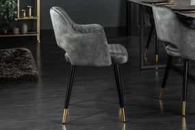 Stolička Paris dekoračné prešívanie zamat sivozelená