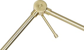 Stojacia lampa zlatá nastaviteľná s bielym a béžovým pruhovaným tienidlom 50 cm - Editor