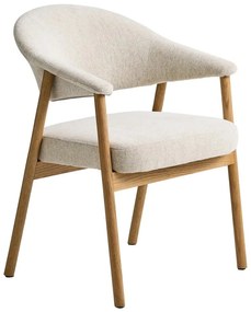 Krémovobiele jedálenské kreslá v súprave s podrúčkami 2 ks z dubového dreva Elk – Unique Furniture