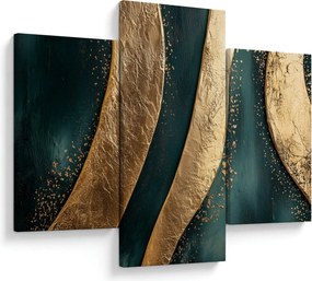 Obraz - Zelená abstrakcia so zlatom I. (90x60 cm)