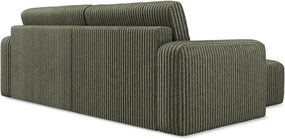 Zelená menčestrová rozkladacia/s úložným priestorom rohová pohovka (ľavý roh/s leňoškou) Kona – Makamii