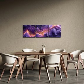 Obraz - Fialová hmlovina (s hodinami) (90x30 cm)