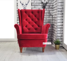 Kreslo Velvet Red s ozdobou