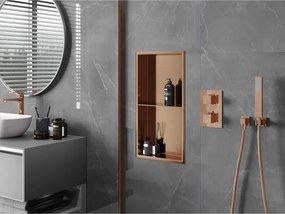 Mexen X-Wall-R, polica na zapustenie s prírubou  60 x 30 cm, medená matná - 19C0603010S