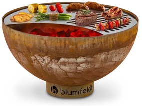 Blumfeldt Savage, ohnisko s grilom, Ø 60,5 cm, oceľ, ochranný kryt, hrdzavá