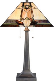 Béžovo-hnedá stolná lampa Tiffany Silvia - 45*45*80 cm E27/max 2*60W