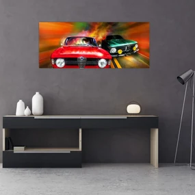 Obraz - Retro závodné autá (120x50 cm)