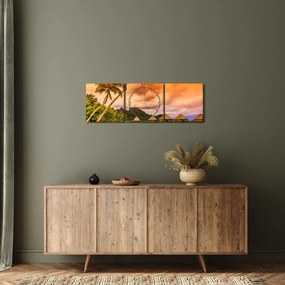 Obraz - Ostrov Bora Bora (s hodinami) (90x30 cm)