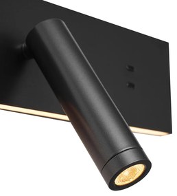 Nástenné svietidlo čierne nastaviteľné s USB-C vrátane LED - Modric
