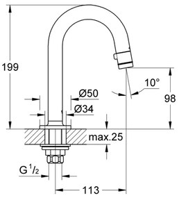 GROHE 20201000 - Stojánkový ventil UNIVERSAL 113 mm lesklý chróm
