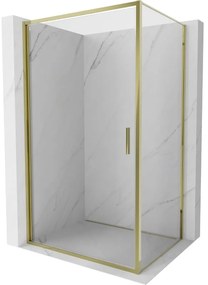 Mexen Exo, výklopný sprchový kút 90 x 95 cm, číre sklo, zlatá, 817-090-095-50-00