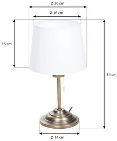 Lindby Alomira stolová lampa, 32 cm, mosadz