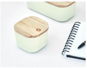 Biely úložný box s vekom z dreva paulownia iDesign Eco, 9 x 9 cm