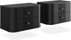 Nočné stolíky na stenu Vespera 56 cm - 2 ks - čierna / zlatá