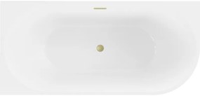 Mexen Mia, voľne stojaca rohová vaňa, lavá, 170 x 80 cm, biela-čierna, zlatý matný prepad, 52691708075L-55