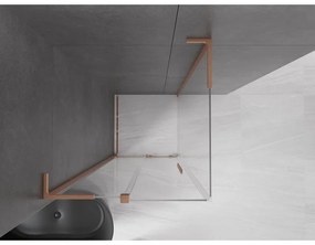 Mexen Velar L, sprchový kút s posuvnými dverami 110 x 110 cm, 8mm číre sklo, medená matná, 871-110-110-03-65