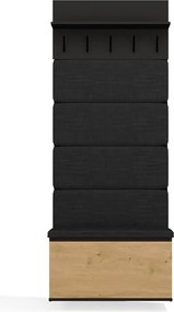 Předsíňová stěna Lior 80 cm černá/dub Artisan