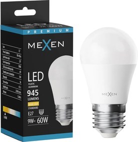 Mexen Nova, LED žiarovka E27, G45, 9W, teplá - 3000K, 945 lm - L101-E27-0930-01