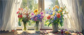 Obraz - Kytica pri okne (120x50 cm)