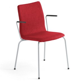 Konferenčná stolička OTTAWA, s opierkami rúk, červená tkanina, šedá