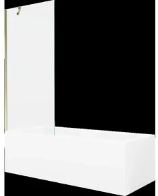 Mexen Cubik obdĺžniková vaňa 160 x 70 cm s obkladom a 1-krídlovou sprchovou zástenou 80 cm, Transparentné, Zlatá - 550316070X950