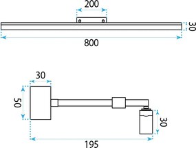 Toolight Toolight, LED nástenné svietidlo, 80cm, 13W, 4000K, 1000lm, APP1877-1W, Brúsené zlato, OSW-66032