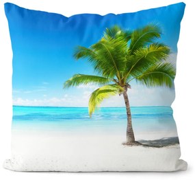 Vankúš Pláž s palmou (Veľkosť: 55 x 55 cm)