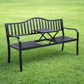 Lean Záhradná kovová lavička – 150cm, čierna