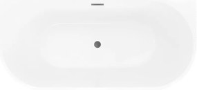 Mexen Oris, voľne stojaca ryhovaná vaňa 170 x 80 cm, biela lesklá, grafitový prepad, 52871708000-95