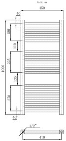 Erga Proper, vykurovacie teleso 1000x450 mm, 521W, biela, ERG-LAV-PROP-10045-WH