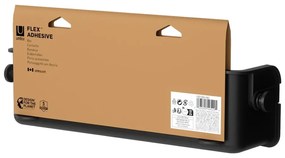 Čierna plastová kúpeľňová polička bez vŕtania Flex Adhesive – Umbra