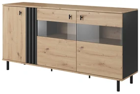 Vitrína Madeira 3D (dub artisan + čierny antracit). Vlastná spoľahlivá doprava až k Vám domov. 1071365