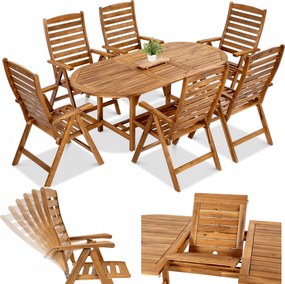 Sada jedálenského nábytku Drevo Akadia veľký stôl 190 cm 6xStolička na terasu