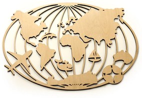 Veselá Stena Drevená nástenná dekorácia Zemeguľa