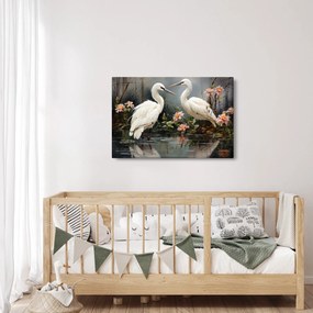 Obraz - Žeriavy biely (90x60 cm)