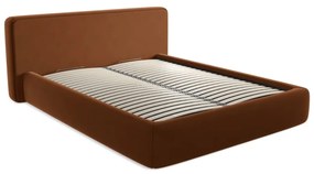 Čalúnená dvojlôžková posteľ v terakotovej farbe s úložným priestorom s roštom 160x200 cm Kiana – Makamii