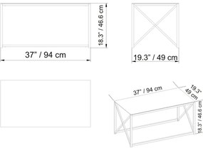 Konferenčný stolík ILIOMAR 46,6x94 cm zlatá/čierna
