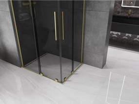 Mexen Velar L Duo, sprchový kút s posuvnými dverami 90 x 80 cm, 8mm šedé sklo, zlatá matná, 871-090-080-02-43-55