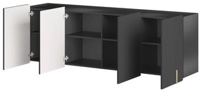 Závesná komoda Malmi 200 cm - čierny mat / zlatá
