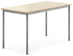 Stôl SONITUS, 1400x700x760 mm, HPL - breza, strieborná