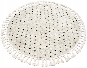 Dywany Łuszczów Koberec MAROKO SALON SPÁLŇA STRAPCE SHAGGY BODKY BOHO krémová cca 120 cm