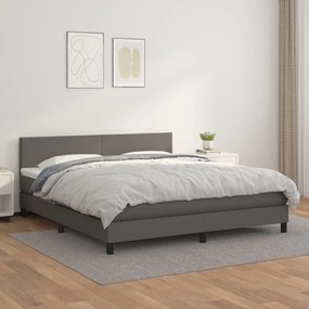 Boxspring posteľ s matracom sivá 160x200 cm umelá koža 3141015