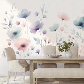 Tapeta akvarelové pastelové kvety