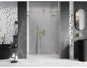 Mexen Lunar, pravé otočné sprchové dvere 150 cm, 8mm číre sklo, zlatý matný profil, 834S-150-050-55-00-P