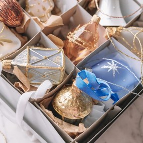 Bella Rose Sklenená vianočná ozdoba Oliva Mat Svetlomodrá